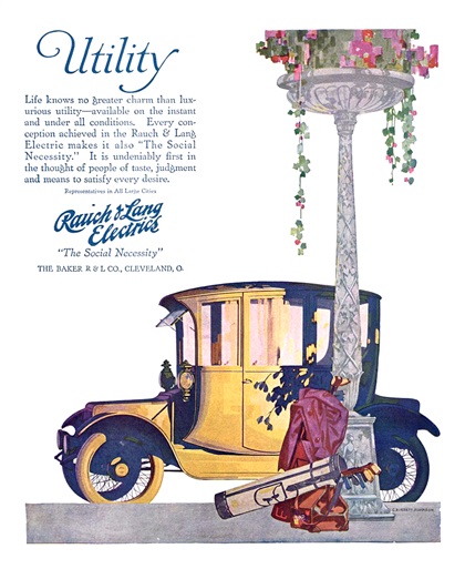 Rauch & Lang Electrics Advertising Art by C. Everett Johnson (1916–1917)