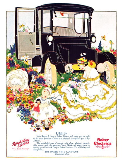 Baker/Rauch & Lang Electrics Ad (April, 1916) - Utility/Pleasure