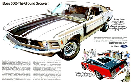 Ford Mustang Boss 302 Ad (March, 1970): Boss 302–The Ground Groover!