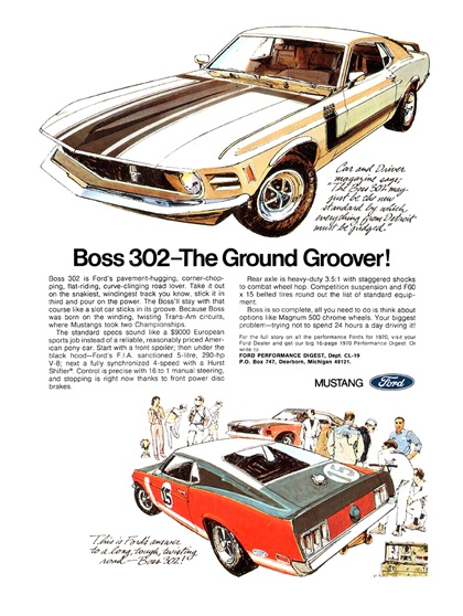 Ford Mustang Boss 302 Ad (1970): Boss 302–The Ground Groover!