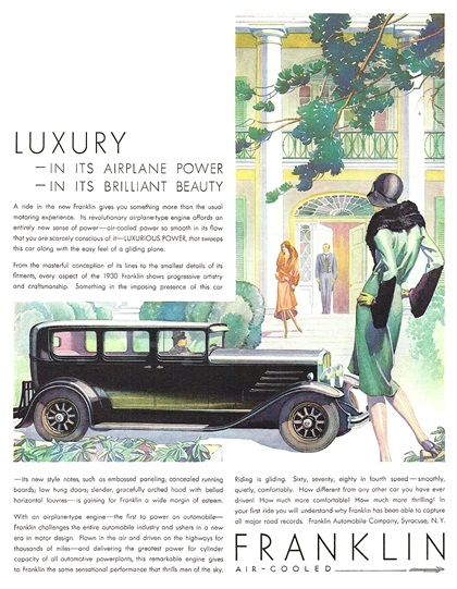 Franklin Ad (February, 1930): Luxury - Illustrated by Elmer Stoner?
