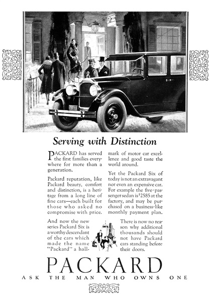 Packard Ad (February-March, 1926): Serving with Distinction