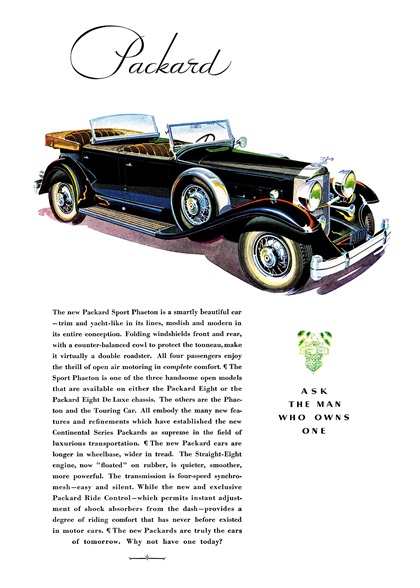 Packard Eight DeLuxe Sport Phaeton Ad (September, 1931)