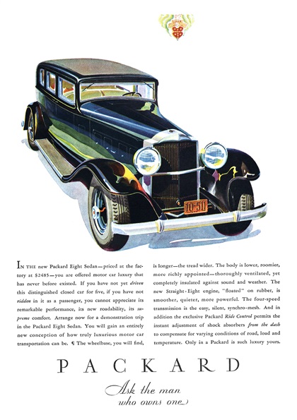 Packard Eight Sedan Ad (September, 1931)