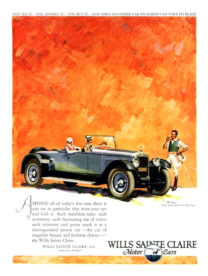 Wills Sainte Claire Six  Roadster Ad (July, 1925)