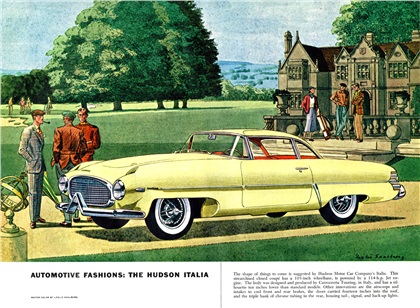 Automotive Fashions (April, 1954): The Hudson Italia - Illustrated By Leslie Saalburg