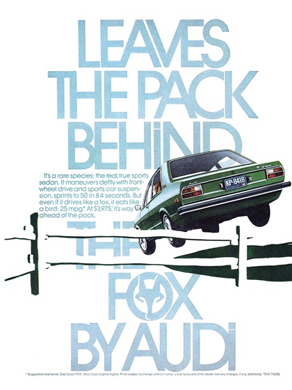 Audi Fox Ad (1974): Leaves the pack behind the Fox by Audi 