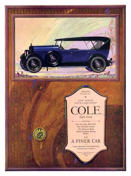 Cole Eight Ninety Seven-Passenger Tourster Ad (December, 1922) - New series ultra-equipped
