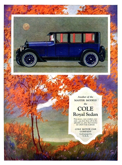 Cole Royal Sedan Ad (October, 1923) - Another of the Master Models