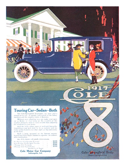 1917 Cole-Springfield Eight Seven-Passenger Toursedan Ad (October, 1916) - Touring Car — Sedan — Both