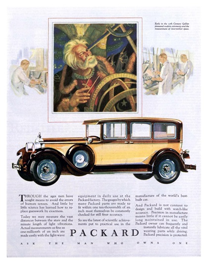 Packard Ad (January, 1928) – Early in the 17th Century Galileo pioneered modern astronomy and the measurement of interstellar space