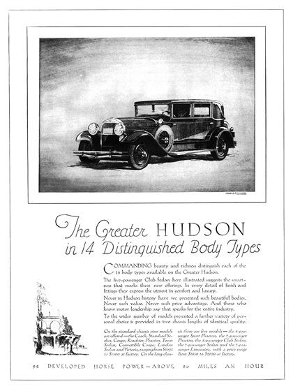 Hudson Advertising Art by Chas. A. Barker (1929)