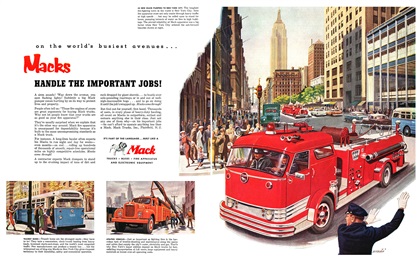 Mack Ad (September, 1957): Mack Handle the Important Jobs! - Illustrated by Woodi Ishmael