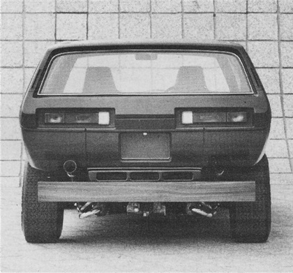 Brubaker Box (1972) - Utilizing Pinto wagon rear glass, Datusn 512 pickup taillights, and steel, fiberglass laminated, woodgrain bumper.