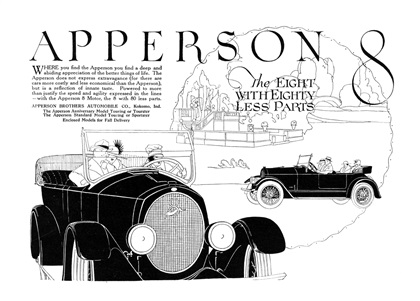 Apperson Eight Ad (April-May, 1919): Touring Car and Tourster