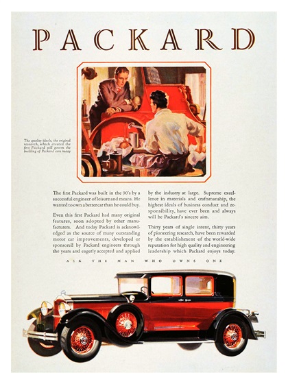 Packard Eight Ad (March, 1929) - The quality ideals, the original research, which created the first Packard still govern the building of Packard cars today