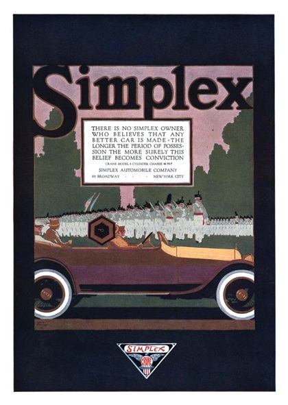 Simplex Crane Model Ad (1916) - Illustrated by Louis Fancher
