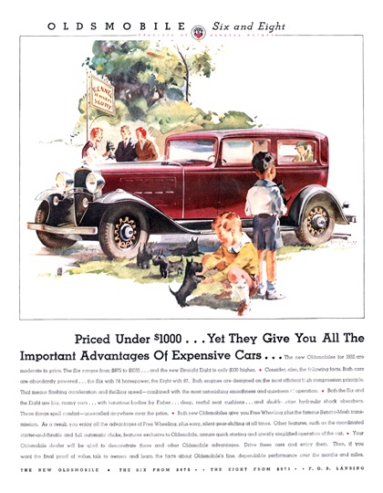 Oldsmobile Two Door Sedan Ad (1932): Illustrated by George Rapp