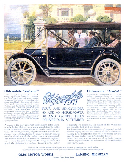 Oldsmobile Ad (September, 1910): Tires—and the Car - Illustrated by William Harnden Foster