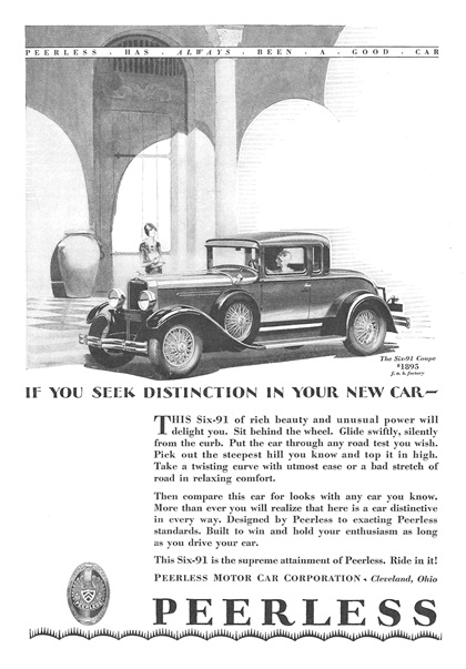 Peerless Six-91 Coupe Ad (May, 1928)
