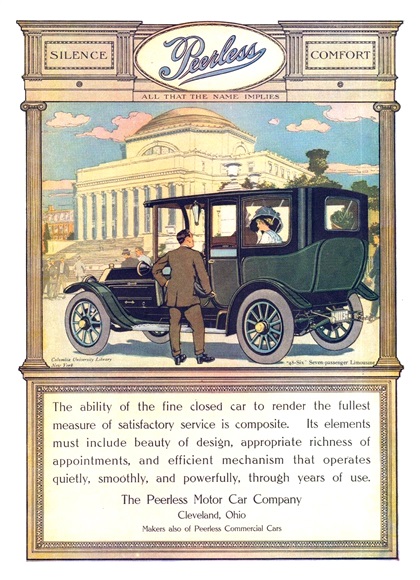 Peerless '48-Six' Seven-passenger Limousine Ad (December, 1911): Columbia University Library, New York