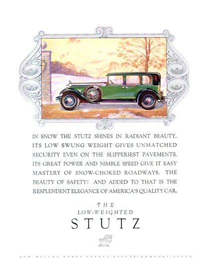 The Low-Weighted Stutz Ad (December, 1928) – Brougham
