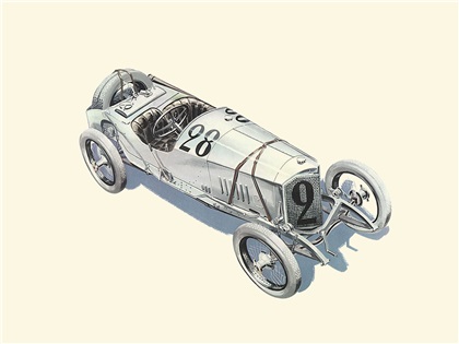 1914 Mercedes Grand Prix - llustrated by Pierre Dumont