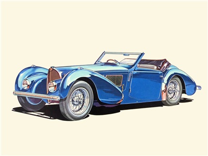 1936 Bugatti Typ 57 - Illustrated by Klaus Bürgle