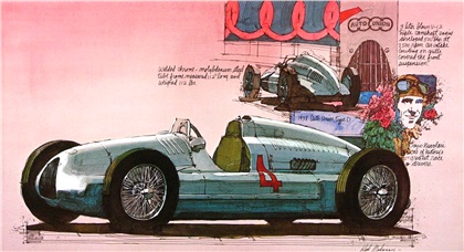 1938 Auto-Union, Type D: Illustrated by Dick Mahoney