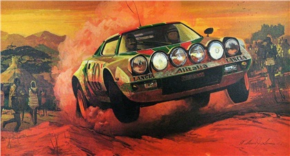 1976 East African "Safari Rally" — Won by Bjorn Waldegaard and Hans Thorszelius in a Lancia Stratos: Illustrated by William J. Sims