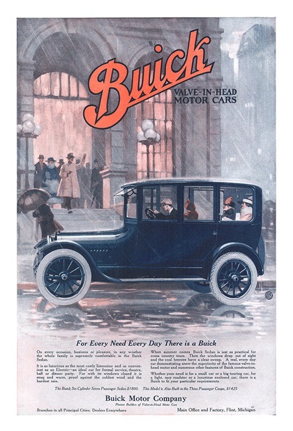 Buick Six-Cylinder Seven Passenger Sedan Ad (March, 1917): For Every Need Every Day There is a Buick