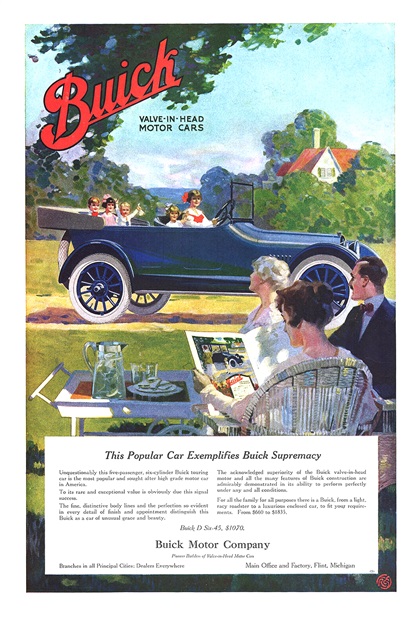 Buick D Six-45 Ad (1917): This Popular Car Exemplifies Buick Supremacy