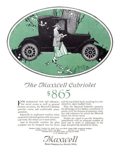 Maxwell Cabriolet Ad (March, 1917)