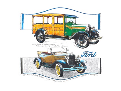 1929 Ford Model A Station Wagon / 1931 Ford Model A Deluxe Phaeton: Illustrated by Ken Dallison