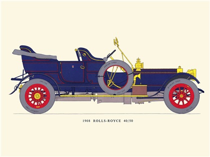 1908 Rolls-Royce 40/50 Roi-des-Belges body by Barker of London, England: Drawn by George Oliver