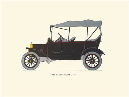 1915 Ford Model 'T' Touring: Drawn by George Oliver