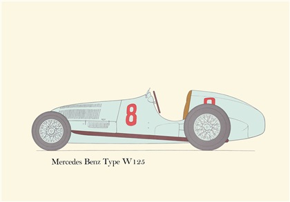 1937 Mercedes-Benz Type W125: Drawn by George Oliver