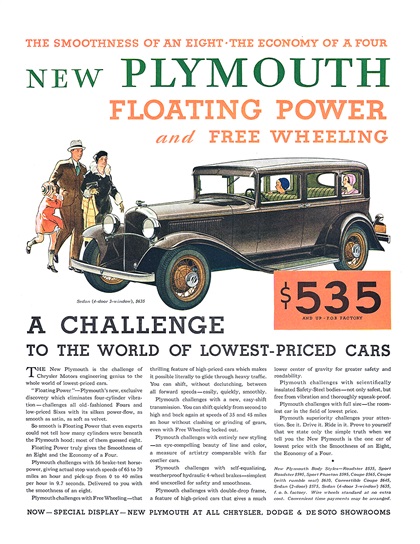 Plymouth Advertising Campaign (1931–1932)