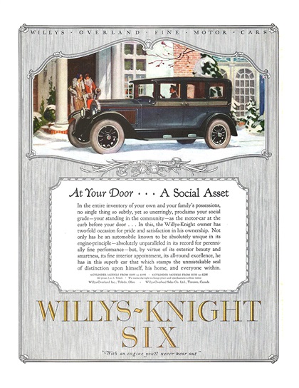 Willys-Knight Six Ad (January, 1926)