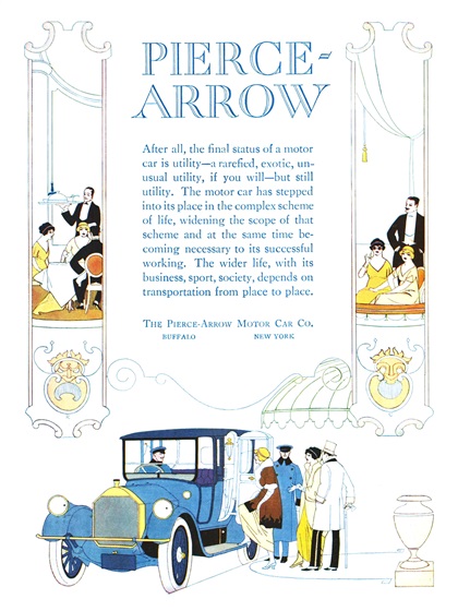 Pierce-Arrow Ad (January, 1915) - Illustrated by Rene Clark