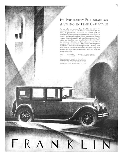 Franklin Ad (May, 1925): Series 11 Sedan – Illustrated by Everett Henry