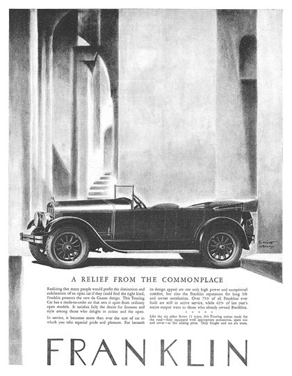 Franklin Ad (June, 1925): Series 11 Touring – Illustrated by Everett Henry