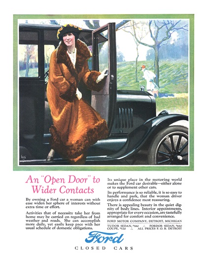 Ford Model T Ad (March, 1925) – An "Open Door" to Wider Contacts – Illustrated by Tyler