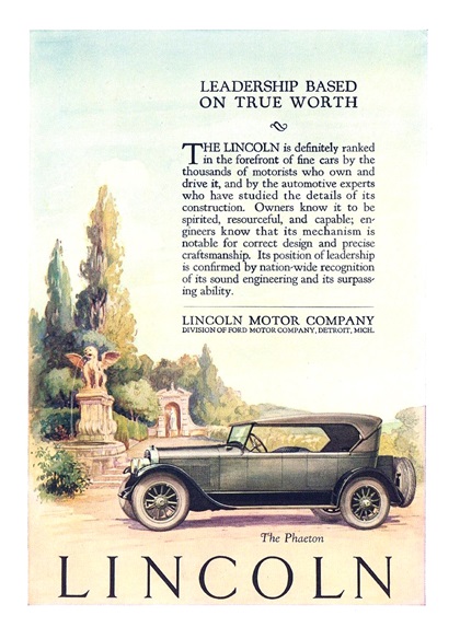  Lincoln Phaeton Ad (June, 1924)