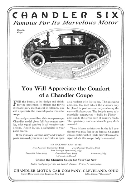 Chandler Six Coupe Ad (March, 1918) – Illustrated by Roy Frederic Heinrich