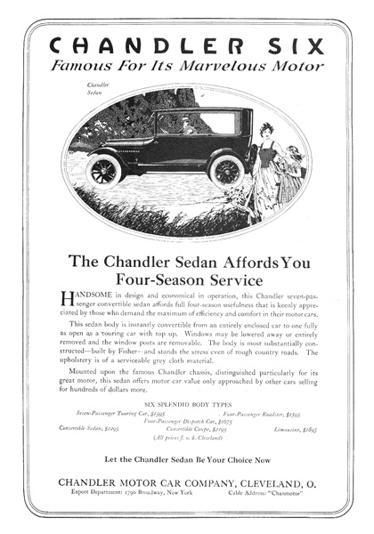 Chandler Six Sedan Ad (April, 1918) – Illustrated by Roy Frederic Heinrich