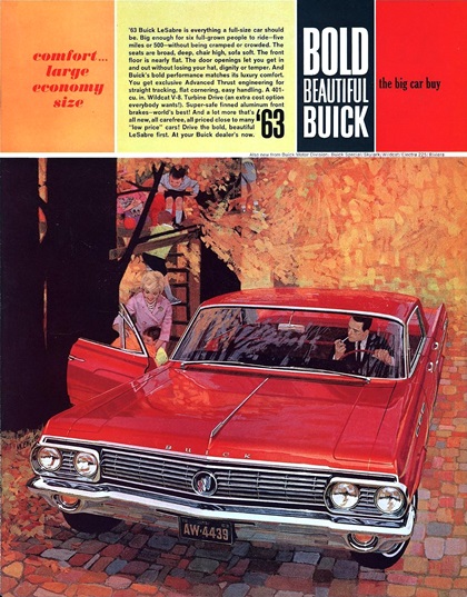 '63 Buick LeSabre 2-Door Sedan Ad (November, 1962) – Comfort... Large Economy Size