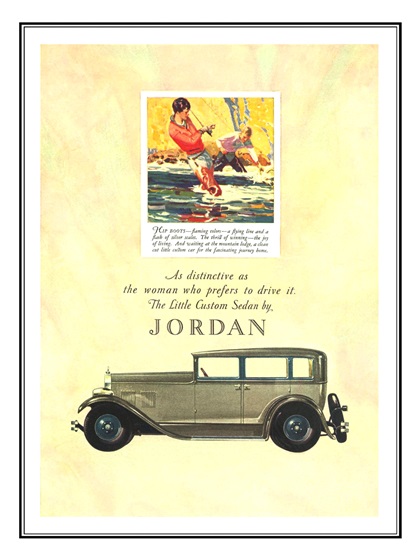 Jordan Ad (October, 1927) – As distinctive as the woman who prefers to drive it. The Little Custom Sedan by Jordan