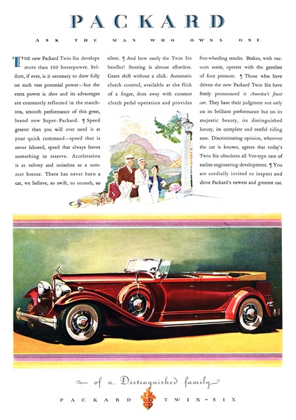 Packard Twin-Six Phaeton Ad (July, 1932)