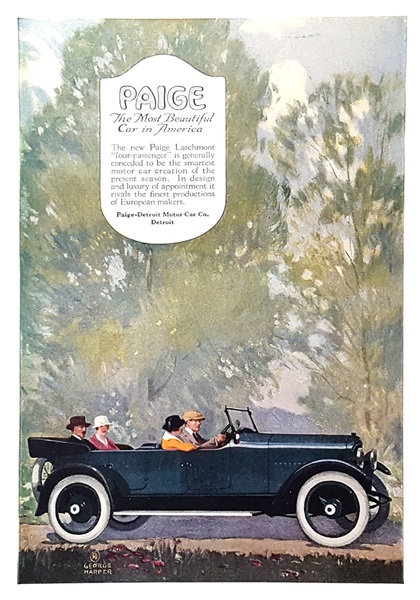 Paige Larchmont Four-Passenger Ad (May, 1918) – Illustrated by George Harper